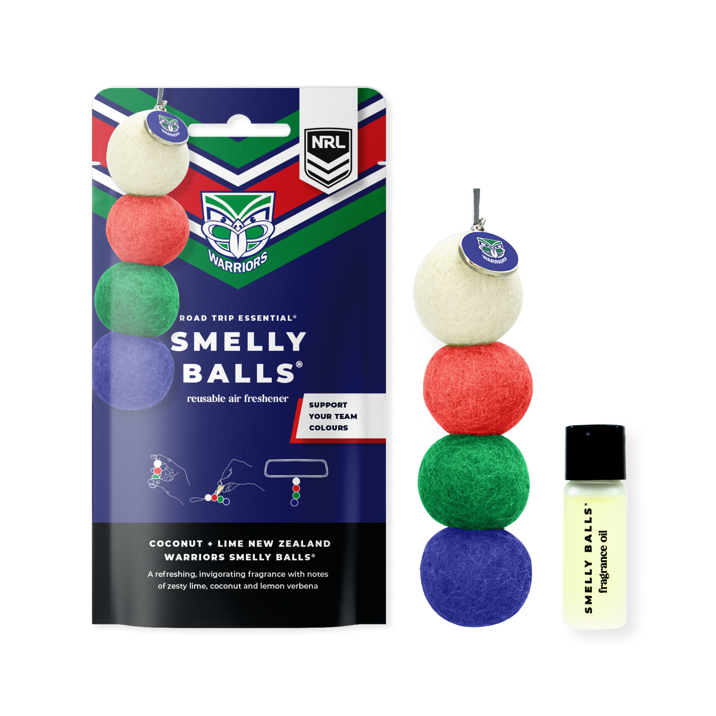 Reusable Car Air Freshener NZ WARRIORS - Coconut + Lime