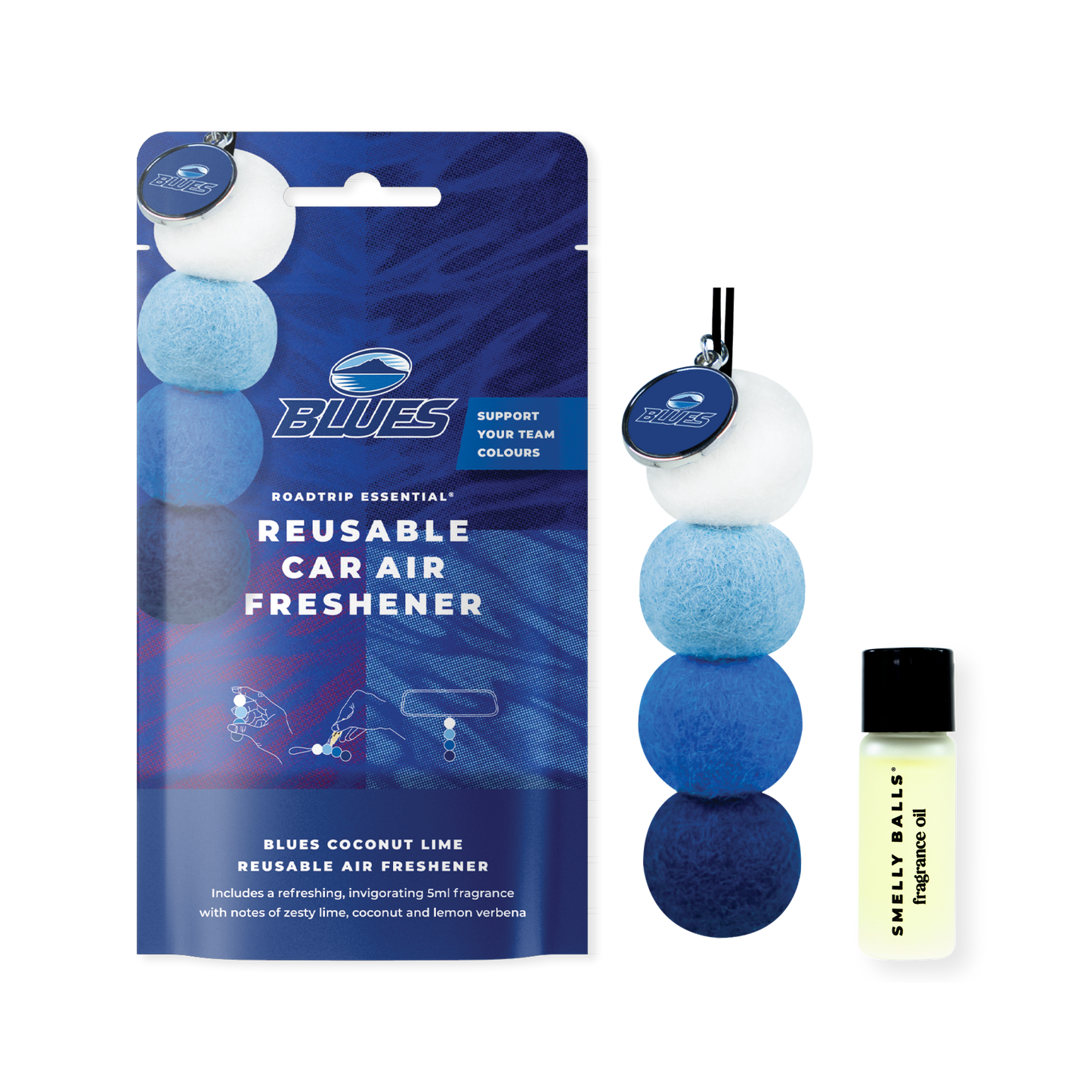 Reusable Car Air Freshener AUCKLAND BLUES - Coconut + Lime