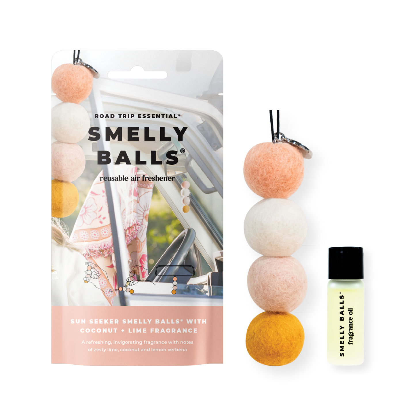 Auto Smelly Balls SUN SEEKER - Coconut Lime 5ml Set - Pouch