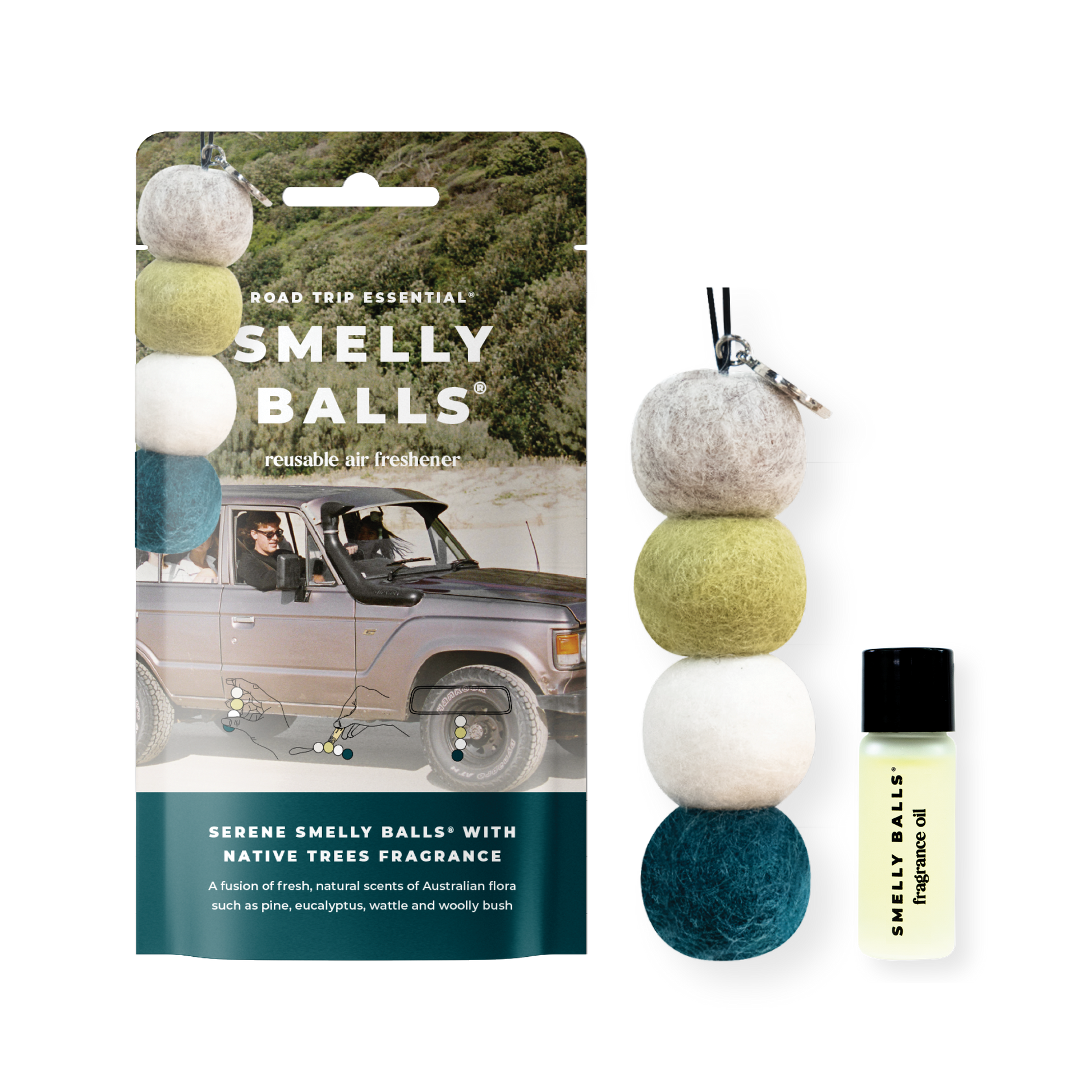 Auto Smelly Balls SERENE -  Native Trees 5ml Set - Pouch
