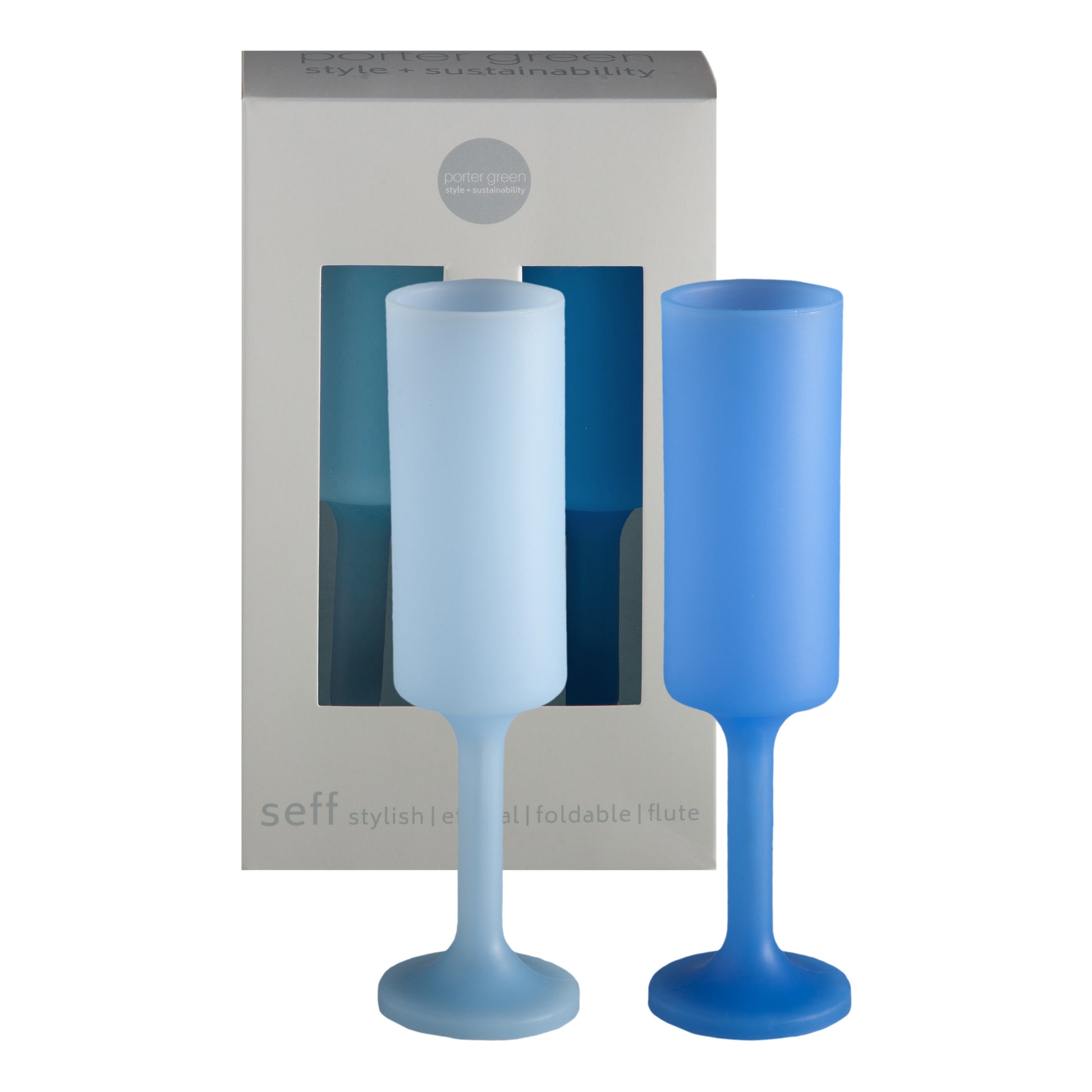 Porter Green | Seff | Silicone Unbreakable Champagne Flutes | Sky + Kingfisher